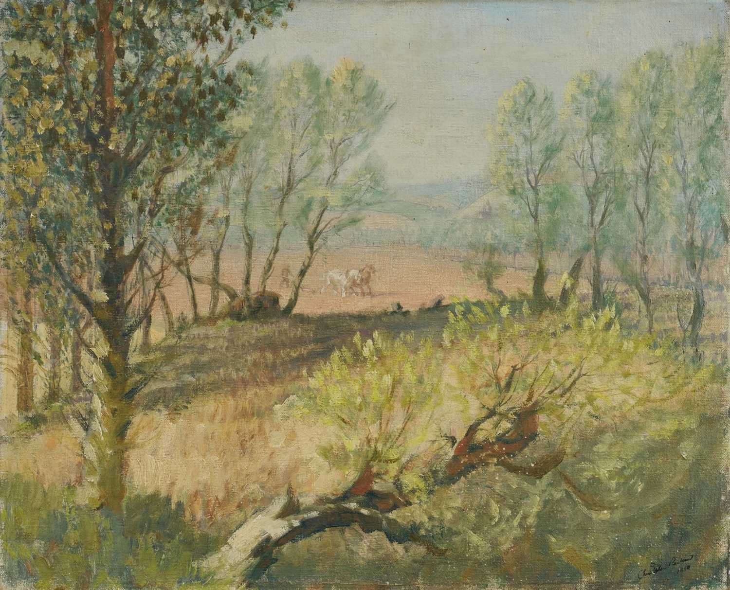 Wooded Landscape with Horses and Plough