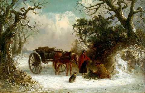Gathering Holly in a Snow-covered Lane