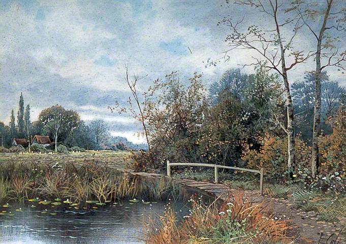 Pastoral Landscape - Stream with a Bridge