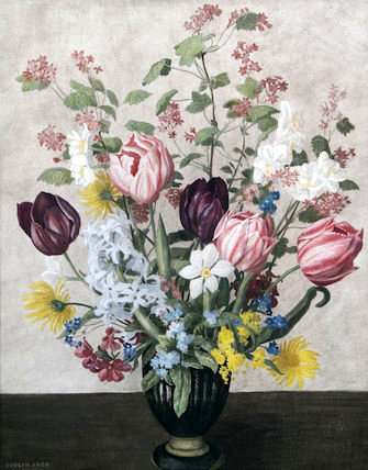 Flowers in a Black Vase