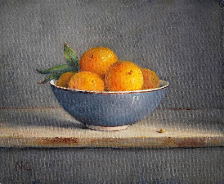 Oranges in a Blue Bowl