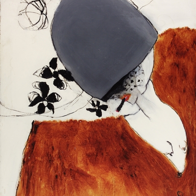 Woman with Grey Hat and Veil
