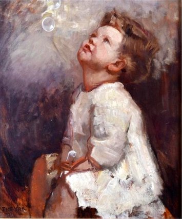 Young Boy Blowing Bubbles