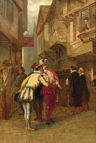 Elizabethan Street Scene With Figures