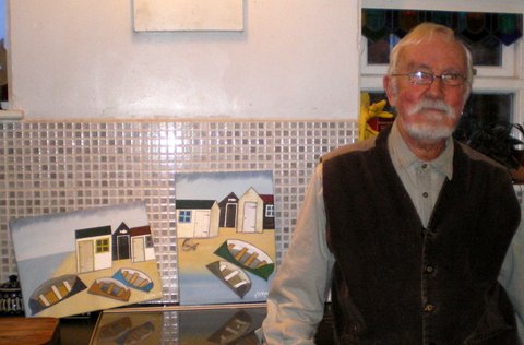 Rose with two of his Paintings