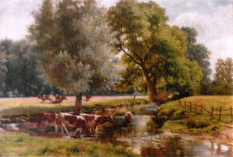 Cows in a Stream, Hoxne, Suffolk