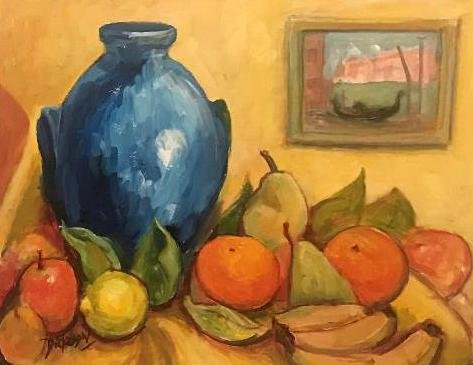 Blue Vase with Fruit