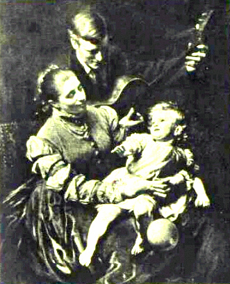 Frederick George Cotman, with wife and son