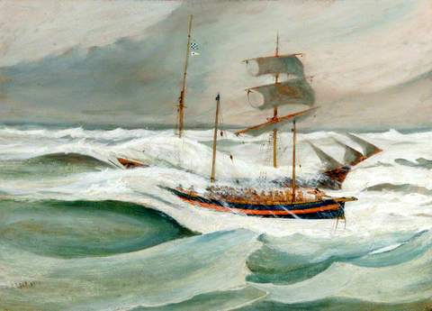 Caister Lifeboat 'Covent Garden' sailing to the Rescue of the crew of the German schooner 'Falke' on January 11, 1912