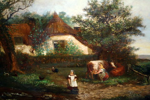 Milkmaids and Chickens in the Yard
