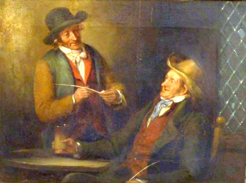 Two Gentlemen enjoying a Smoke and a Drink