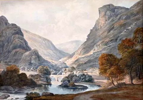 River Landscape with Mountains