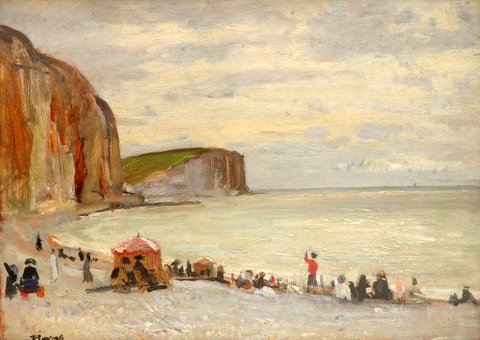 Coastal Landscape with Figures on a Beach