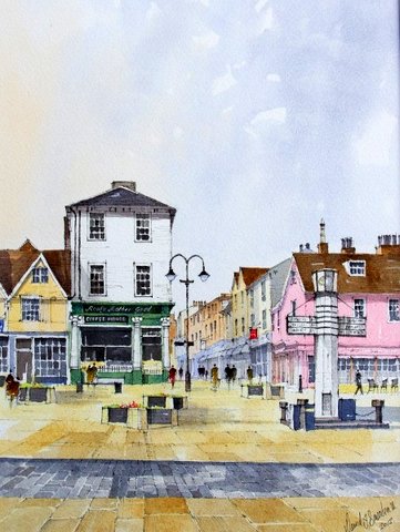 A View of Angel Hill and Abbey Gate Street from the Abbeygate (Bury St Edmund's)