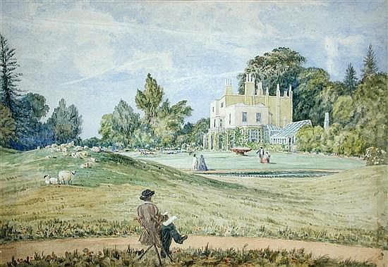 Thomas Churchyard sketching a Suffolk House, Henley Park