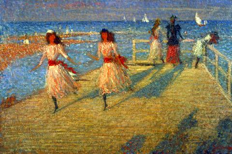 Girls Running, Walberswick Pier