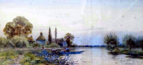 River Landscape and punt, Suffolk