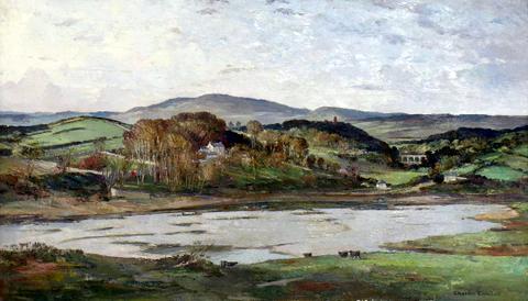 Cattle by a Lake in a Landscape