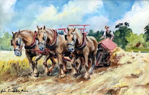 Three Suffolk Punches & Thresher