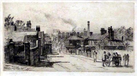 King Street Gates June 1882-View of King Street with Norwich Castle