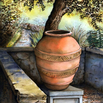 Sepia Pot & Olive Tree