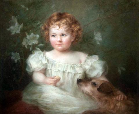 Portrait of a Young Girl and a Dog