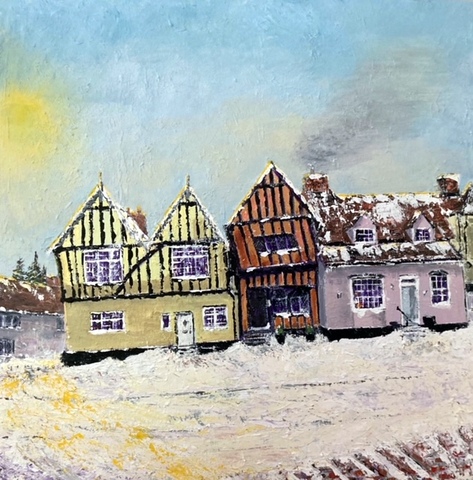 Lavenham High Street in the Snow