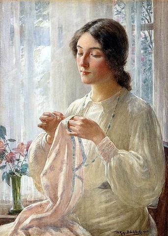 By the Window - A Portrait of the Artist's Wife Nellie