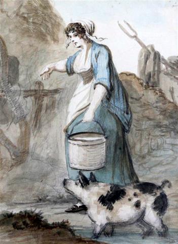 A Woman Carrying a Bucket