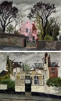 Dedham Painting School Before the Fire and After the Fire