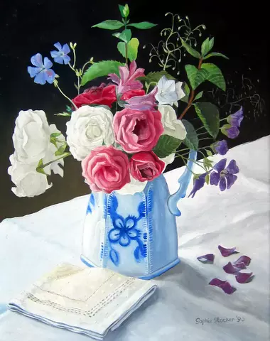 Roses in Blue and White Jug