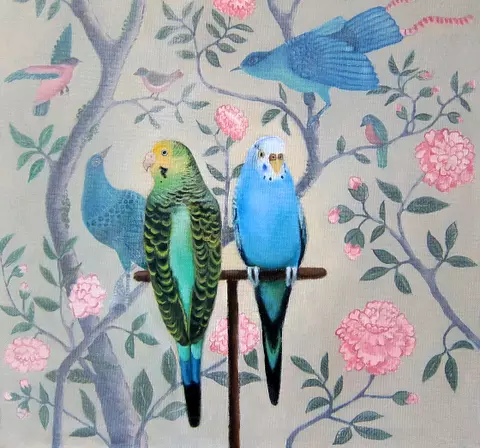 Budgies and Chinese Wallpaper