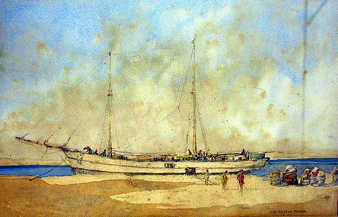 Sailing Ship on Jetty