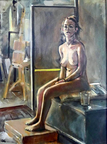 Nude with Yellow Stripe Cushion