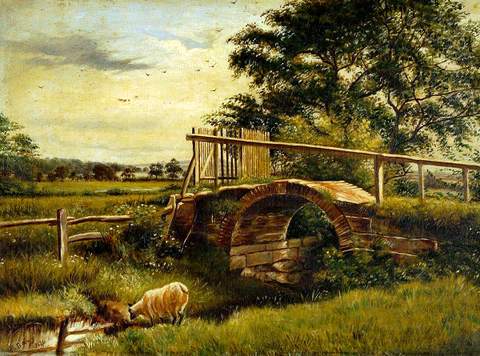 Landscape with Sheep and a Bridge