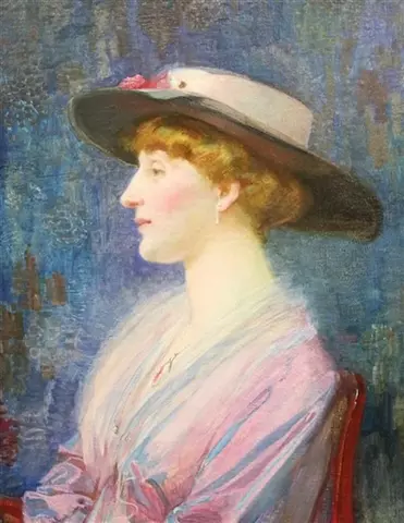 Portrait of a Lady wearing a Broad Brimmed Hat