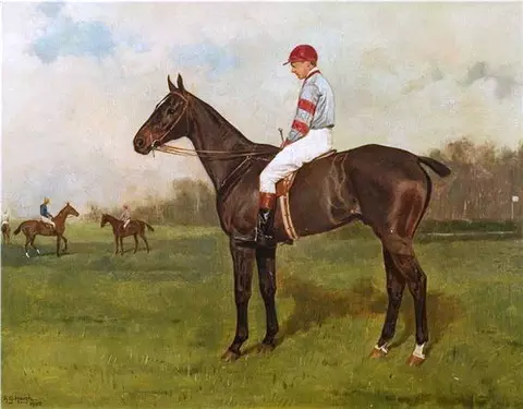 Racehorse 'Kingfisher' with his jockey up