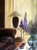 Interior with Lamp and Lupins