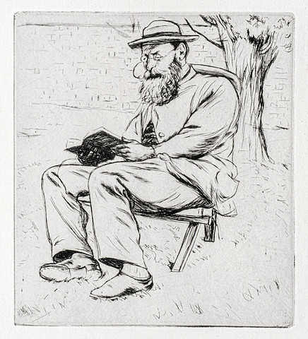 Edwin Edwards Reading in his Garden