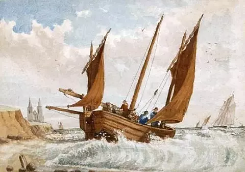 Fishing boats with Pakefield church