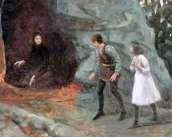 Young Children approaching the Witch's Cave