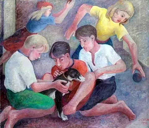 Children and a Dog
