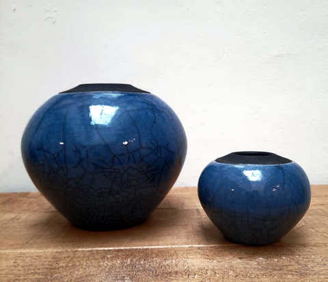 Blue Raku Vases
