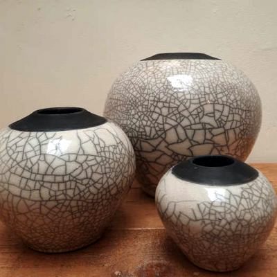 White Raku Vases