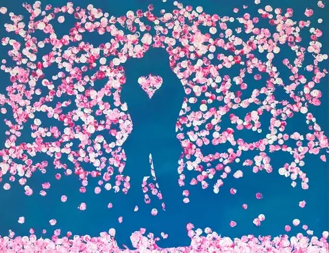 Blossom Kissing Couple