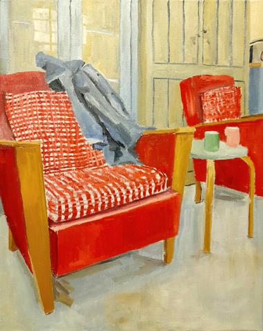 Red Armchairs in Workshop