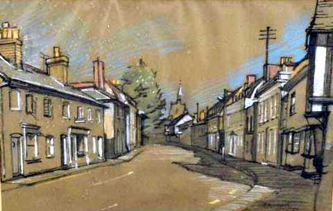 Looking up North Street at Dusk from Old Market Place, Sudbury