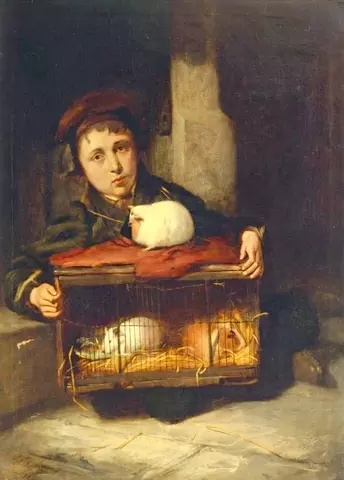 Portrait of a Boy with Guinea Pigs