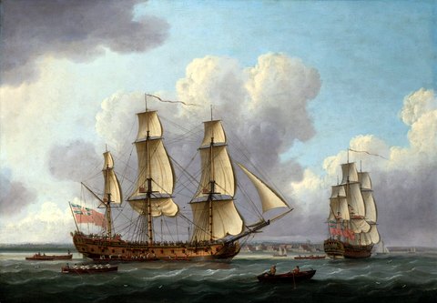 The East Indiaman 'Princess Royal' at the Downs on her maiden voyage to and from China, 9th July 1771