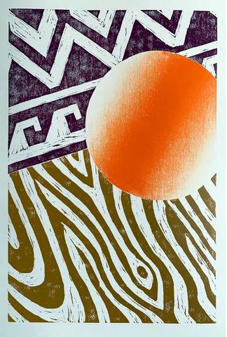 Orange Orb with Rug and Floorboards